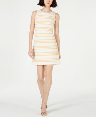 Vince Camuto - Metallic Stripe Brocade Shift Dress