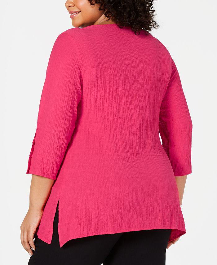 JM Collection Plus Size Textured Necklace Top, Created for Macy's - Macy's