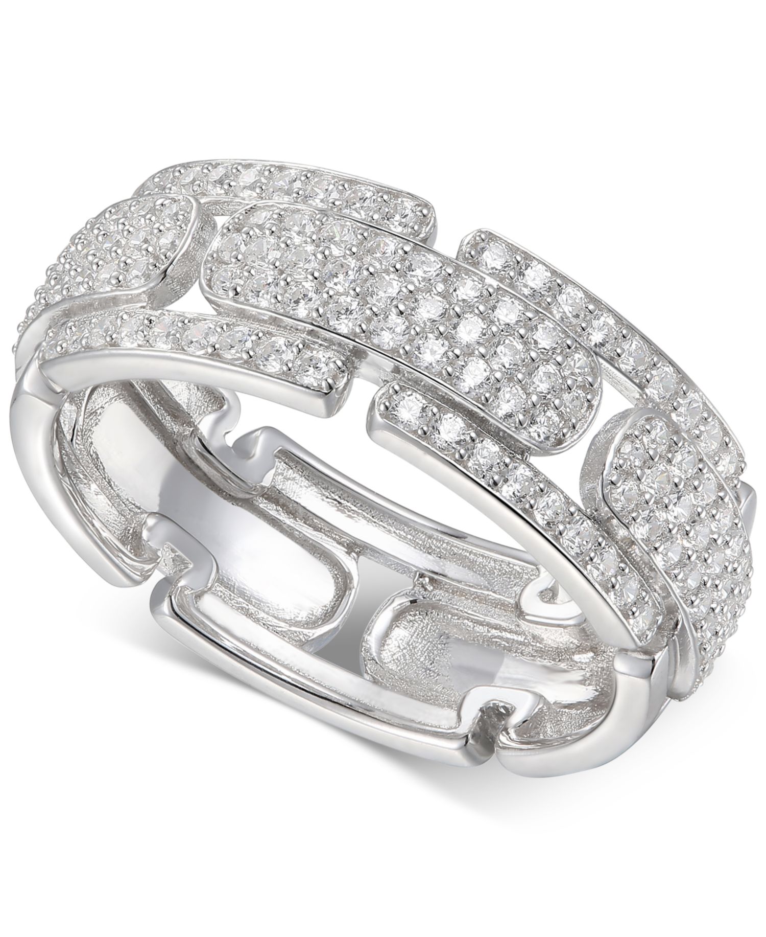 Cubic Zirconia (1-1/3 cttw) Pav&eacute; Band in Sterling Silver