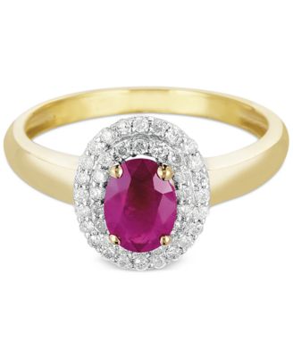 Macy's - Ruby (9/10 ct. t.w.) & Diamond (1/4 ct. t.w.) Ring in 10k Gold