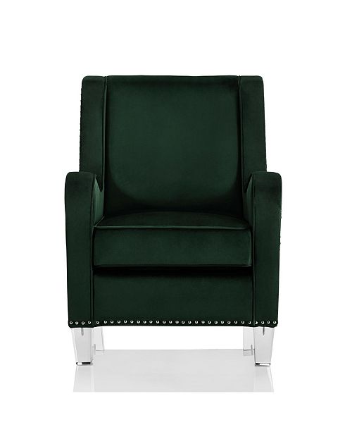 Cosmoliving By Cosmopolitan Nixon Acrylic Leg Velvet Accent Chair With Nail Heads Reviews Chairs Furniture