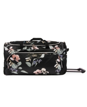 Shop Bebe 30" Rolling Duffle Bag In Black Floral