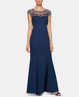 Alex Evenings Embellished Illusion Gown - Macy's