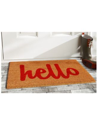Hello Script Coir/Vinyl Doormat, 17" x 29"