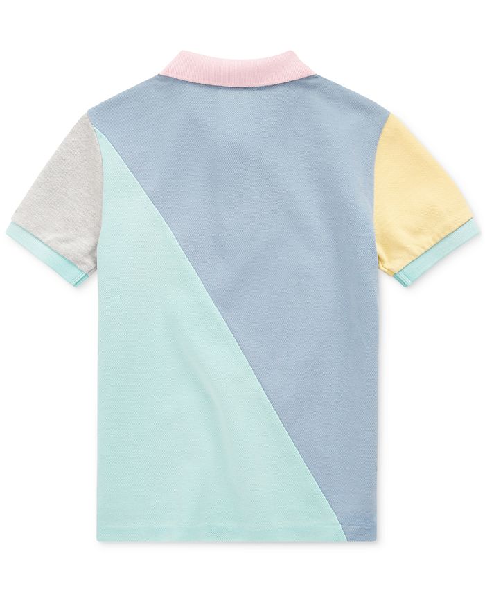 Patchwork cotton mesh polo sale