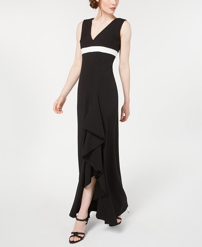 Calvin Klein Ruffled Embellished Gown - Macy's