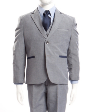 image of Tazio Classic Fit Dotted Satin Trim 1 Button Suits for Boys