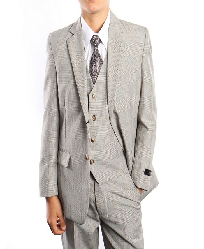 Perry Ellis Tazio Glen Plaid Classic Fit 2 Button Vested Suits for Boys ...