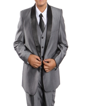 image of Tazio Shawl Collar Classic Fit 2 Button Vested Suits for Boys