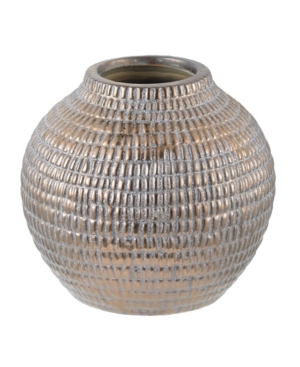 Ab Home Tribal Chic Ceramic Pot, Large In Gold