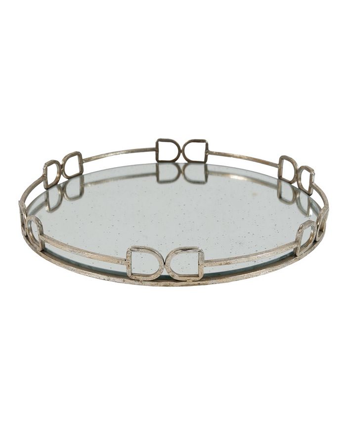 AB Home Valentina Silver Round Mirror Tray, Large - Macy's