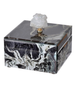 Ab Home Bethany Black Marbled Jewelry Case, Small