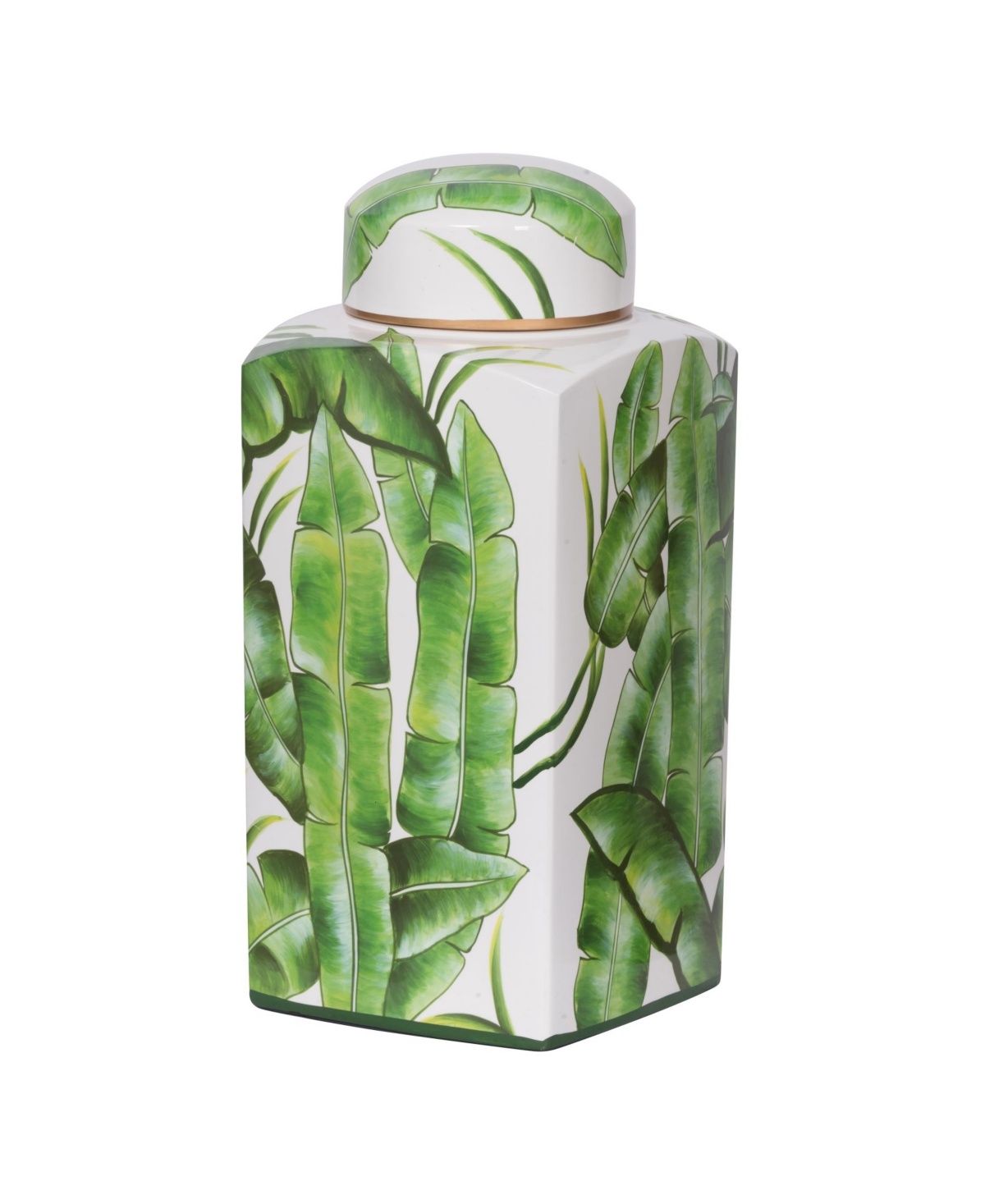 Ab Home Lovise Palm Square Jar In Green