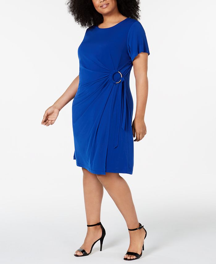 Calvin Klein Women's Embellished Faux Wrap Gown Blue Size 4
