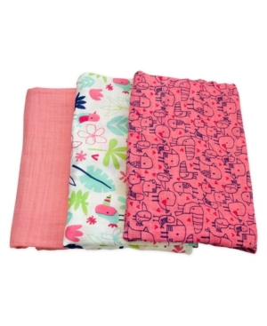 Mac & Moon 3-Pack Floral and Bird Print Muslin Swaddles