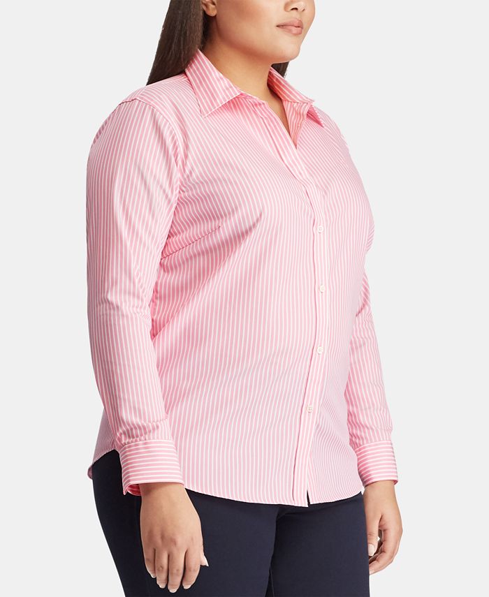 Lauren Ralph Lauren Plus Size Long Sleeve Non-Iron Shirt - Macy's