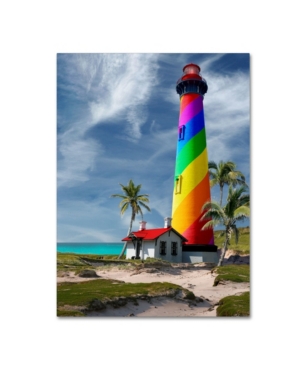 Trademark Global Mike Jones Photo 'rainbow Lighthouse South' Canvas Art In Multi