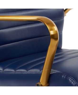 Mid-back Faux Leather Chair with Arms and Base