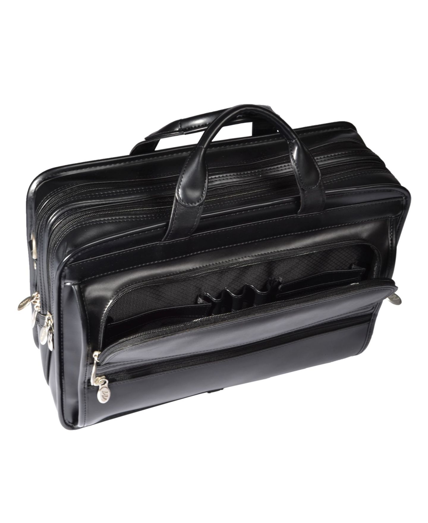 Сумка McKlein Elston Checkpoint-Friendly Double Compartment Laptop Briefcase, цвет: Чёрный — фото 4