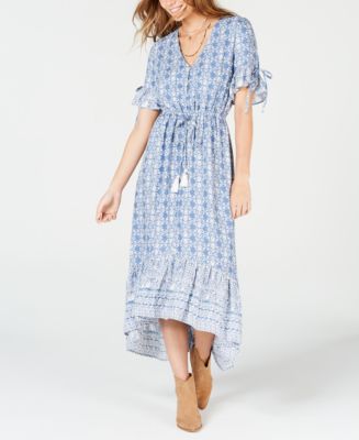 American Rag Junior's Printed Surplice Maxi Dress Dark Red Size Small