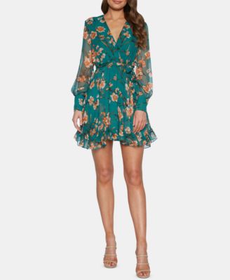 bardot floral wrap dress