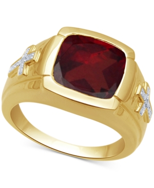image of Men-s Garnet (7-3/4 ct. t.w.) & Diamond Accent Ring in 18k Gold Over Sterling Silver