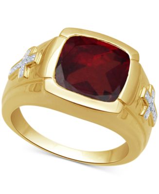 Men's Garnet (7-3/4 ct. t.w.) & Diamond Accent Ring in 18k Gold Over ...