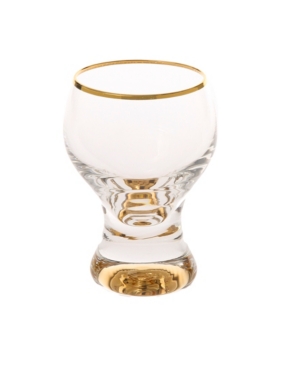 Classic Touch Set Of 6 Liquor Glasses With Stem And Rim In Gold