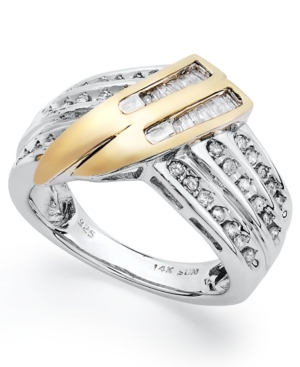 image of Sterling Silver and Diamond Twist Ring in 14k Gold (1/2 ct. t.w.)