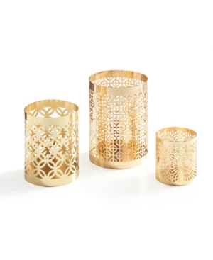 Danya B . Set Of 3 Filigree Candleholder Hurricanes In Gold