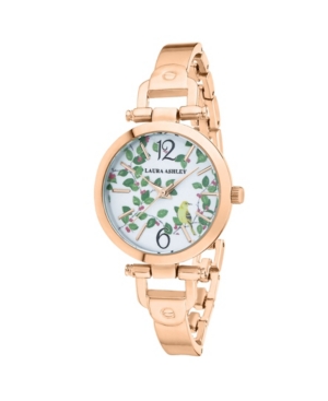 image of Laura Ashley Thin Rose Gold Metal Band Women-s Designer Avery Garden Watch
