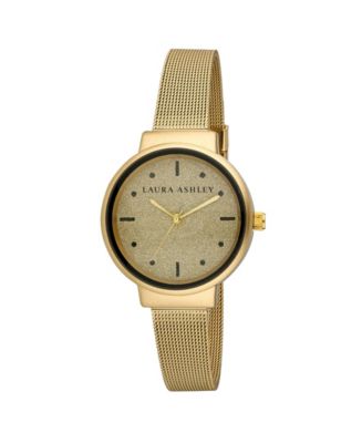 Laura Ashley Spray Gold Mesh Powered Glitz Dial Watch - Macy's