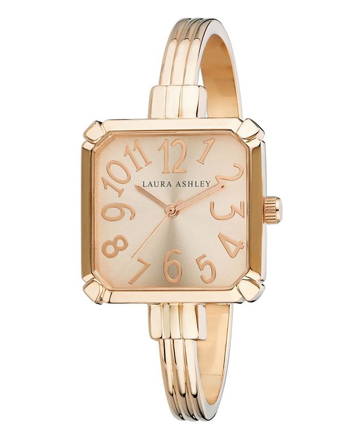 Laura Ashley Rose Gold Skinny Bangle Square Watch - Macy's