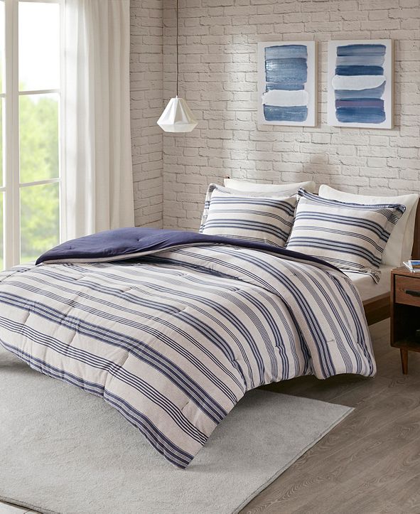 JLA Home Urban Habitat Cole Twin/Twin XL Stripe Print Ultra Soft Cotton