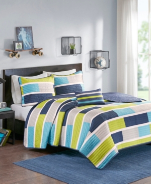 Jla Home Bradley Full/queen 4 Piece Quilt Set Bedding In Blue