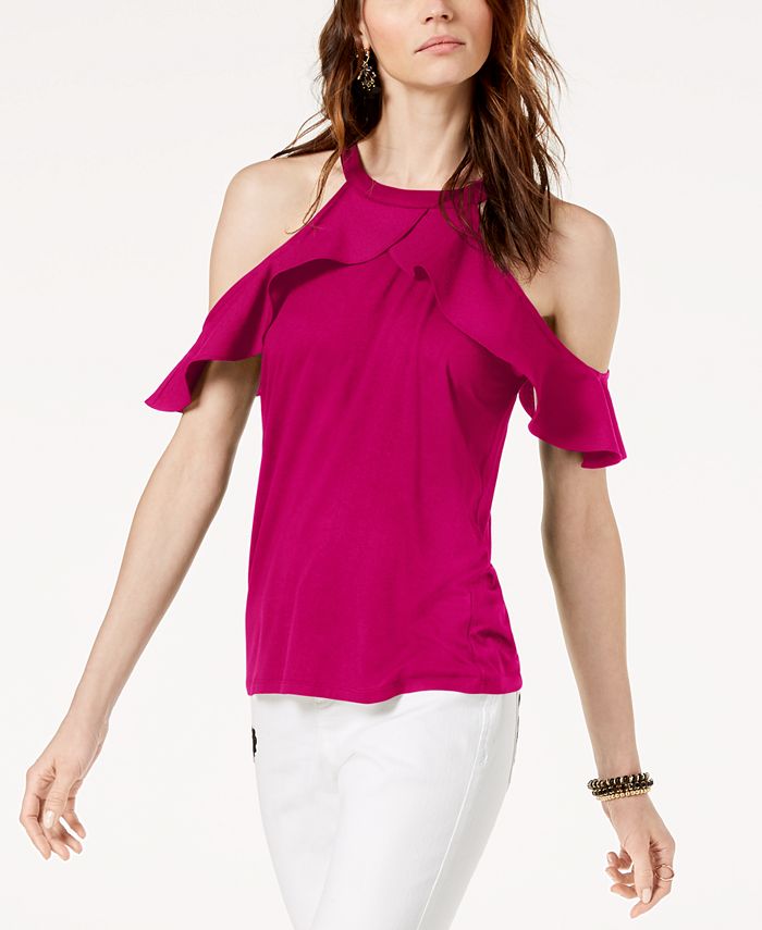 cold shoulder halter top