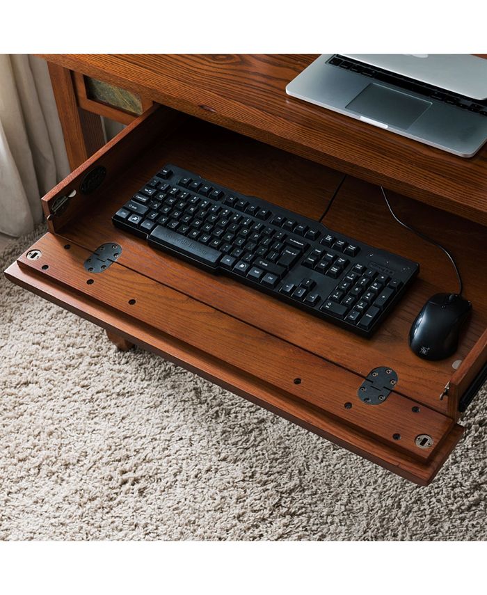 Leick Home Rustic Oak and Slate Laptop Desk with Center Drawer Macy's