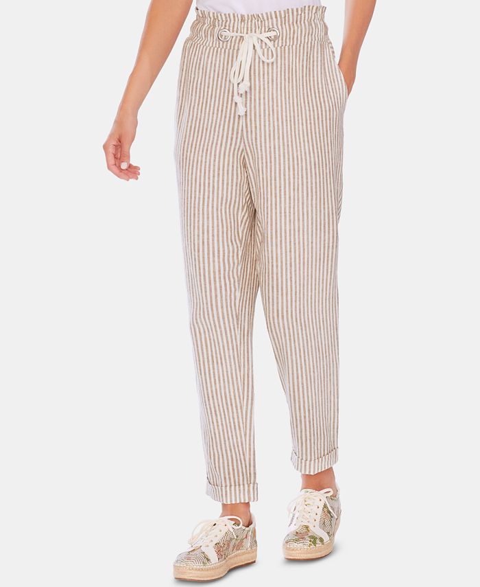 striped paperbag pants