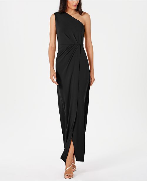 Calvin Klein Draped One Shoulder Gown Reviews Dresses Women