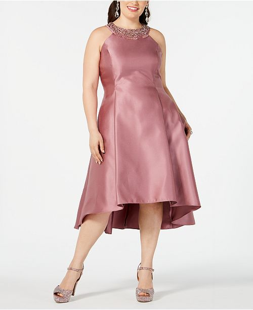 Adrianna Papell Plus Size Embellished Mikado Satin Dress