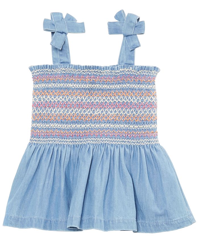 First Impressions Baby Girls Smocked Cotton Chambray Tank Top, Created ...
