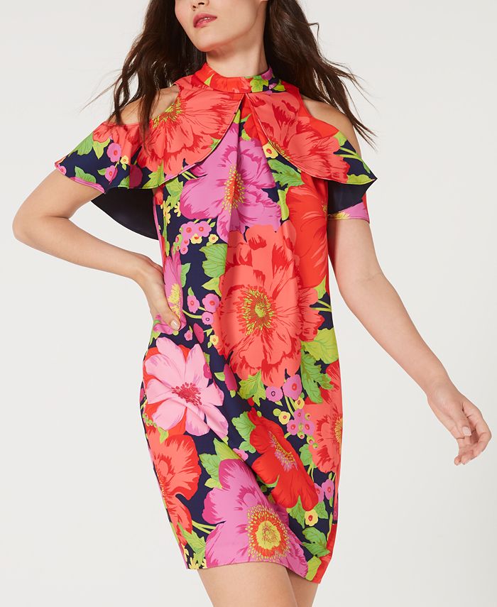 Trina Turk Ruffled Cold-Shoulder Shift Dress, Created for Macy's - Macy's