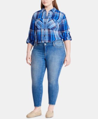 Lauren Ralph Lauren Plus Size Plaid Linen Shirt