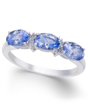 image of Tanzanite Oval Trinity Ring (1-1/2 ct. t.w.) in 14k White Gold
