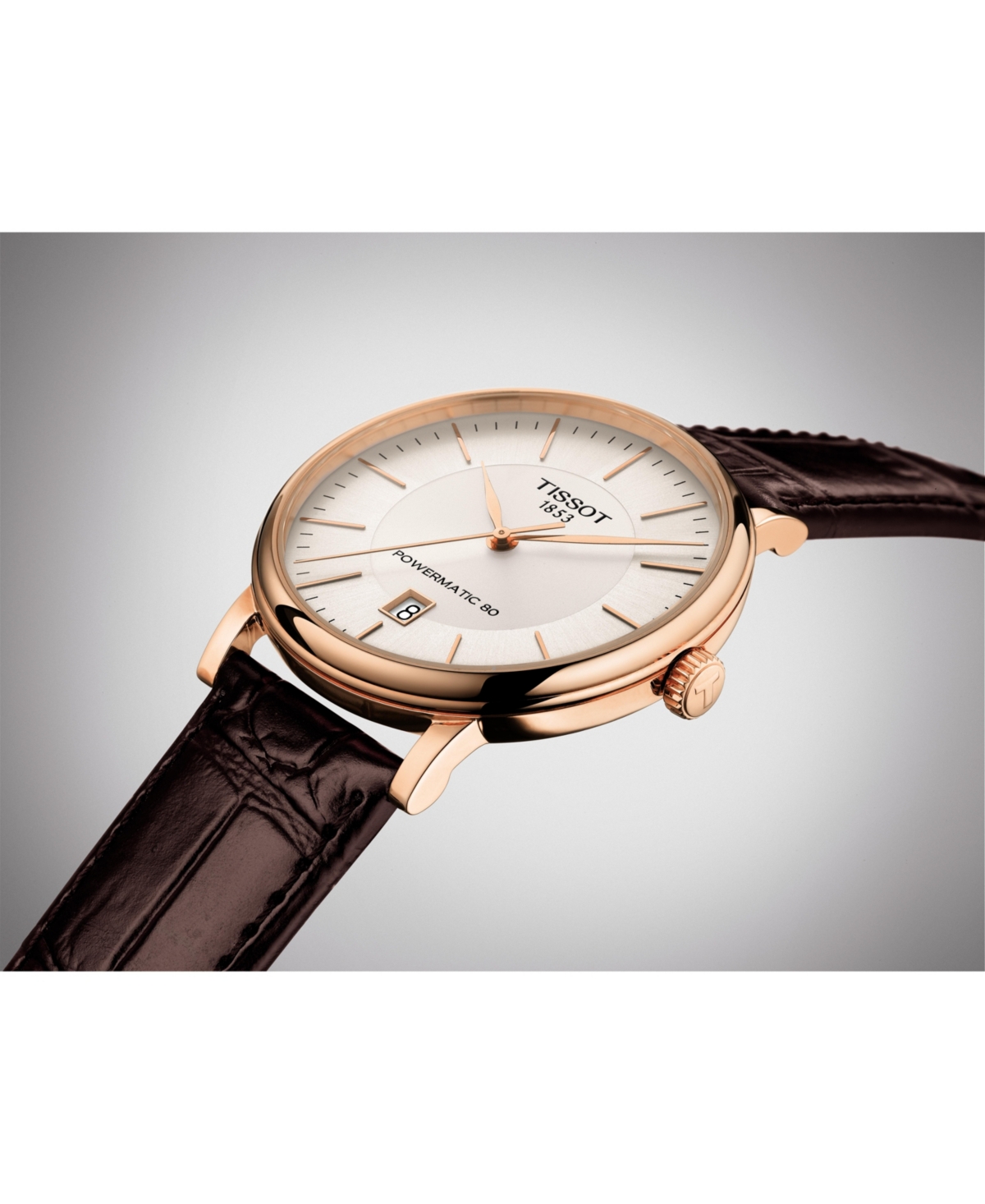 Tissot Men's Carson Premium Powermatic Brown Leather Strap Watch 40mm In Brown