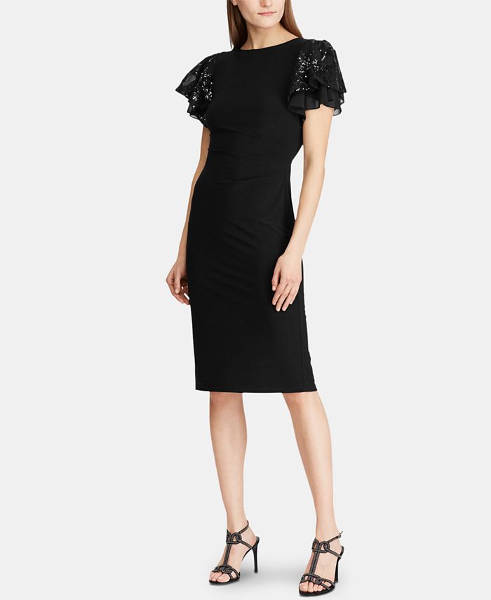 Lauren Ralph Lauren Flutter-Sleeve Cocktail Dress & Reviews - Dresses ...