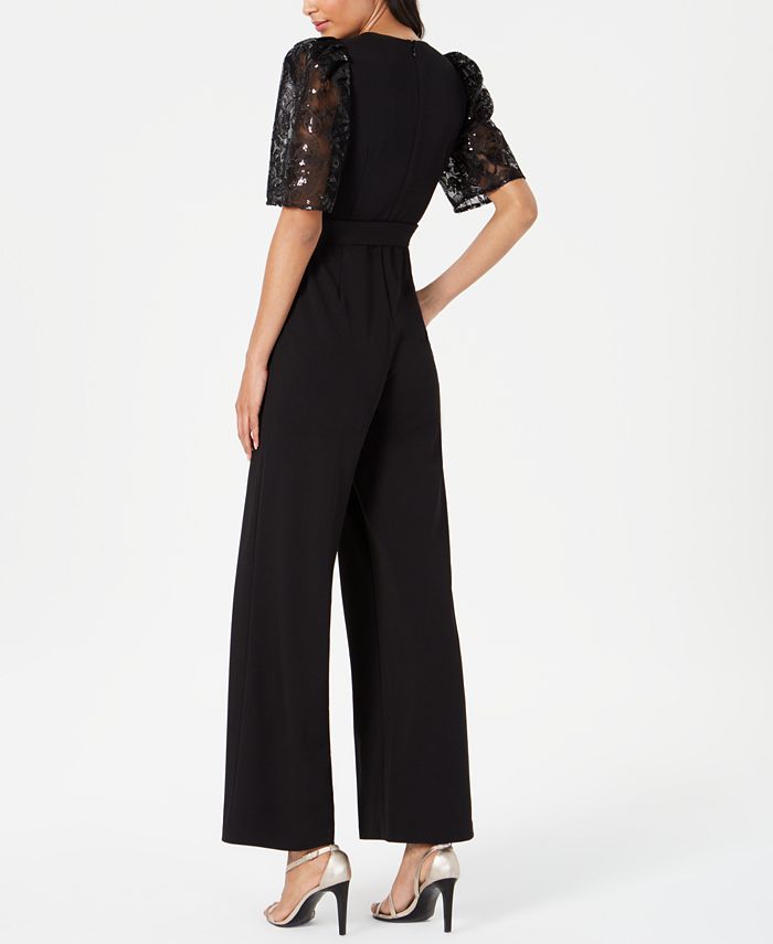 Calvin Klein Embroidered-Sleeve Jumpsuit - Macy's