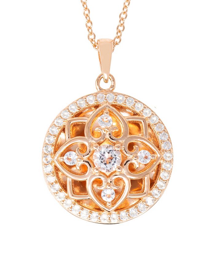 With You Lockets - White Topaz (2-3/4) Photo Locket Necklace in 14k Yellow Gold over Sterling Silver (Also Available in 14k Rose Gold over Sterling Silver)
