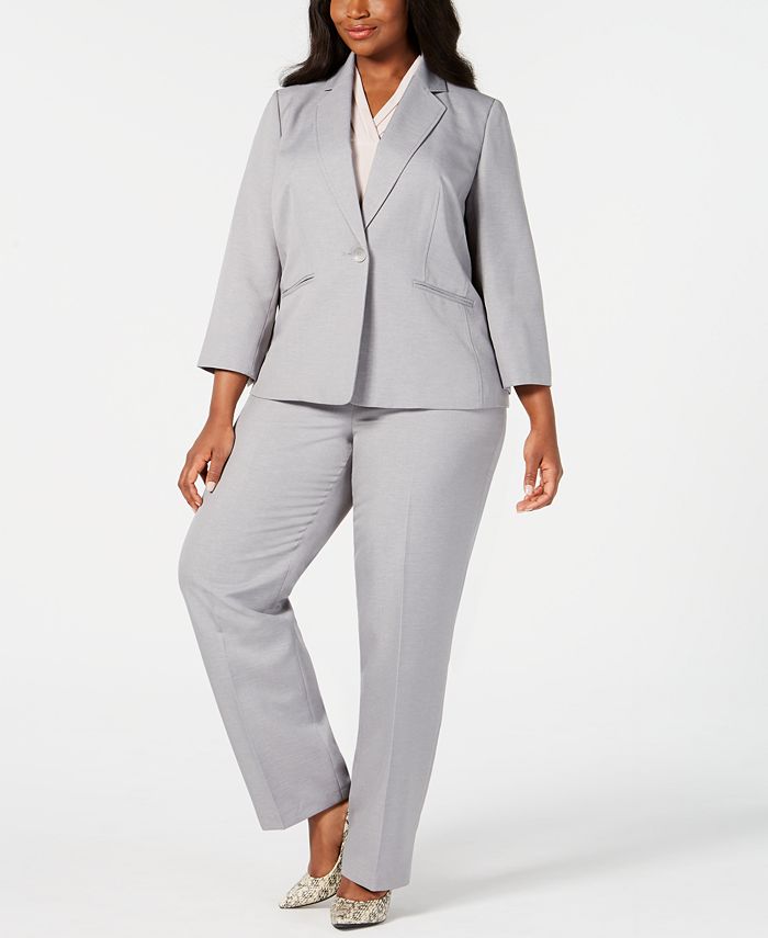 Le Suit Plus Size Single-Button Pantsuit - Macy's