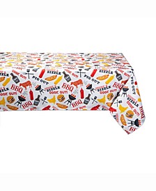 BBQ Fun Print Outdoor Table cloth with Zipper 60" X 120"